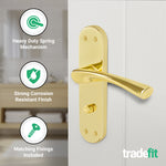 Nola Brass Plated Lever on Backplate Door Handles - Bathroom - tradefit - 3