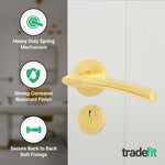 Bosa Satin Brass Lever on Rose Door Handle Kit - 80mm Euro Sashlock and Thumbturn Cylinder - Master Keyed - tradefit - 4
