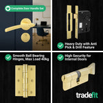 Bosa Satin Brass Lever on Rose Door Handle Kit - 80mm Euro Sashlock and Thumbturn Cylinder - Master Keyed - tradefit - 8