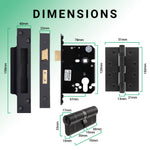 Euroda - Plus Black Fire Door Handle Pack - Euro Lock & Double Cylinder - FD30/60 - tradefit - 5