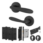 Sassari Matt Black Lever on Rose Door Handle Kit - 80mm Euro Sashlock and Thumbturn Cylinder - Master Keyed - tradefit - 1