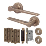 Tapera Antique Brass Lever on Rose Door Handle Kit - Sashlock - tradefit - 1