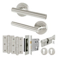 Olbia Satin Nickel Lever on Rose Door Handle Kit - 80mm Euro Sashlock and Thumbturn Cylinder - Master Keyed