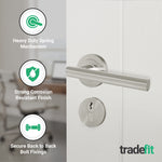 Olbia Satin Nickel Lever on Rose Door Handle Kit - 80mm Euro Sashlock and Thumbturn Cylinder - Keyed to Differ - tradefit - 4