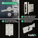 Olbia Satin Nickel Lever on Rose Door Handle Kit - 80mm Euro Sashlock and Thumbturn Cylinder - Keyed to Differ - tradefit - 5