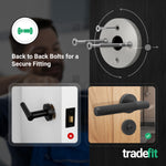 Aurora Matt Black Lever on Rose Door Handle Kit - Medium Duty FD30/60 - 80mm Bathroom Lock - tradefit - 3