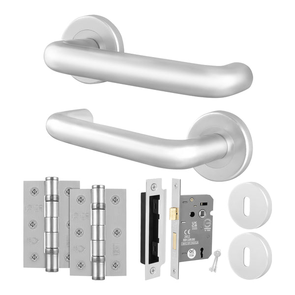 Return to Door Lever on Rose Aluminium Door Handle Kit - Medium Duty - 64mm Sashlock - Featured Image