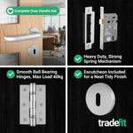 Return to Door Lever on Rose Aluminium Door Handle Kit - Medium Duty - 64mm Sashlock - 5