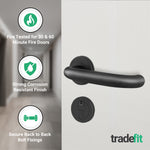 Return to Door Lever on Rose Matt Black Handle Kit - Medium Duty FD30/60 - 80mm Euro Lock and Thumbturn Cylinder - Master Keyed - tradefit - 5