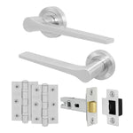 Tapera Satin Nickel Lever on Rose Door Handle Kit - 64mm Latch - tradefit - 1