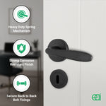 Sassari Matt Black Lever on Rose Door Handle Pack - 64mm Sashlock - tradefit - 4