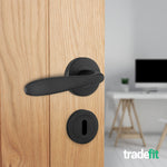 Sassari Matt Black Lever on Rose Door Handle Pack - 80mm Sashlock - tradefit - 6