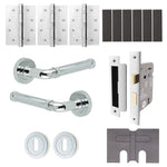 Santana Polished Chrome Lever on Rose Door Handle Kit - Medium Duty FD30/60 - 80mm Sashlock - tradefit - 1