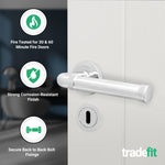 Santana Polished Chrome Lever on Rose Door Handle Kit - Medium Duty FD30/60 - 80mm Sashlock - tradefit - 2