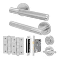 Dumont Satin Nickel Lever on Rose Door Handle Kit - 64mm Bathroom Lock