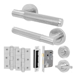 Dumont Satin Nickel Lever on Rose Door Handle Kit - 64mm Bathroom Lock - 1
