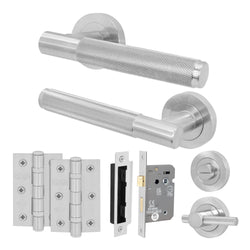 Dumont Satin Nickel Lever on Rose Door Handle Kit - 64mm Bathroom Lock