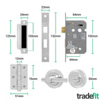 Dumont Satin Nickel Lever on Rose Door Handle Kit - 64mm Bathroom Lock - tradefit - 5