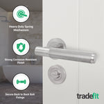 Dumont Satin Nickel Lever on Rose Door Handle Kit - 64mm Bathroom Lock - tradefit - 2