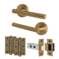 Olbia Antique Brass Lever on Rose Door Handle Pack - 64mm Latch