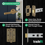 Olbia Antique Brass Lever on Rose Door Handle Pack - 64mm Latch - tradefit - 9