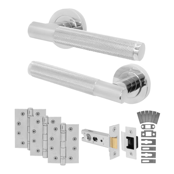 Dumont Polished Chrome Lever on Rose Door Handle Kit - Medium Duty FD30/60 - 76mm Latch - Featured Image