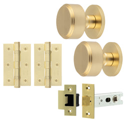 Temara Satin Brass Mortice Door Knob Kit - 76mm Latch - tradefit