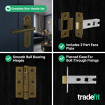Olbia Antique Brass Lever on Backplate Door Handle Pack – 76mm Latch - tradefit - 5