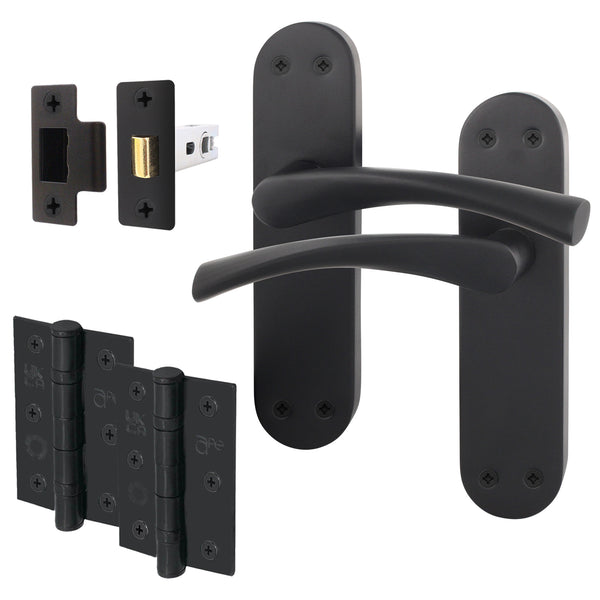 Nola Black Door Handle Pack - 76mm Latch - tradefit - Featured Image