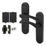 Nola Matt Black Lever on Backplate Door Handle Pack - 76mm Latch - tradefit - 1