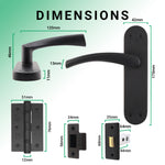 Nola Black Door Handle Pack - 64mm Latch - tradefit - 3