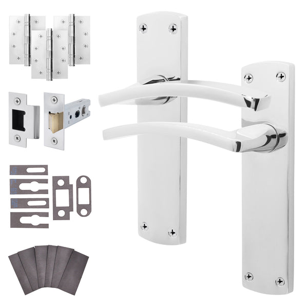Euroda - Plus Polished Chrome Fire Door Handle Pack - Latch - FD30/60 - tradefit - Featured Image