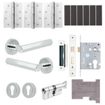 Moreno Polished Chrome Lever on Rose Door Handle Kit - Medium Duty FD30/60 - 80mm Euro Sashlock and Thumbturn Cylinder - Keyed Alike - tradefit - 1