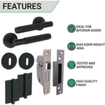 Dinis Knurled Matt Black Lever on Rose Door Handle Pack - BS3621 5 Lever Sashlock - tradefit - 3