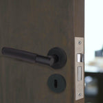 Dinis Knurled Matt Black Lever on Rose Door Handle Pack - BS3621 5 Lever Sashlock - tradefit - 6