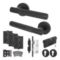 Dumont Matt Black Lever on Rose Door Handle Kit - Heavy Duty FD30/60 - DIN Euro Sashlock and Double Cylinder - Keyed to Differ