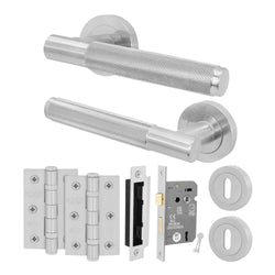 Dumont Satin Nickel Lever on Rose Door Handle Kit - Sashlock