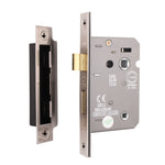Mortice Fire Rated Bathroom Lock - 80mm Case Size - 57mm Backset - Satin Nickel - tradefit - 1