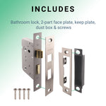 Mortice Fire Rated Bathroom Lock - 80mm Case Size - 57mm Backset - Satin Nickel - tradefit - 5