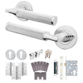 Mode-Grip Polished Chrome Lever on Rose Fire Door Handle Pack - Euro Lock & Thumbturn Cylinder - FD30/60