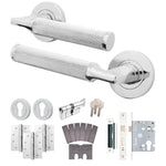 Mode - Grip Polished Chrome Lever on Rose Fire Door Handle Pack - Euro Lock & Thumbturn Cylinder - FD30/60 - tradefit - 1