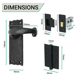 Black Iron Lever Door Handles on Backplate Traditional Canterbury Pattern Latch Pack - 155x52mm - 66mm Latch x 76mm Hinges - Black Antique Iron - tradefit - 4