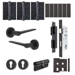Tapera Matt Black Lever on Rose Door Handle Kit - Heavy Duty FD30/60 - DIN Euro Sashlock and Double Cylinder - Master Keyed - tradefit - 1