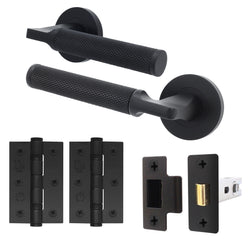 Mode - Grip Black Lever on Rose Door Handle Pack - Latch - tradefit