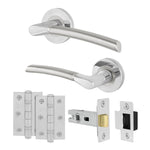 Bosa Duo Style Polished Chrome/Satin Nickel Lever on Rose Door Handle Pack - 64mm Latch - tradefit - 1