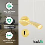 Nola Satin Brass Lever on Rose Door Handle Pack - 64mm Sashlock - tradefit - 4