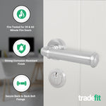 Claro Satin Nickel Lever on Rose Door Handle Kit - Medium Duty FD30/60 - 80mm Euro Sashlock and Double Cylinder - Master Keyed - tradefit - 2