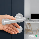 Claro Satin Nickel Lever on Rose Door Handle Kit - Medium Duty FD30/60 - 80mm Euro Sashlock and Double Cylinder - Keyed to Differ - tradefit - 6