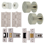Nador Satin Nickel Mortice Door Knob Kit - 76mm Bathroom Deadbolt - tradefit - 1