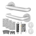 Return to Door Lever on Rose Satin Aluminium Door Handle Kit - Medium Duty FD30/60 - 80mm Sashlock